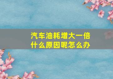 汽车油耗增大一倍什么原因呢怎么办