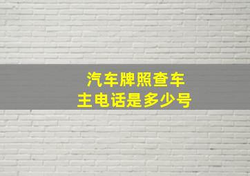 汽车牌照查车主电话是多少号