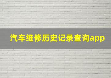 汽车维修历史记录查询app