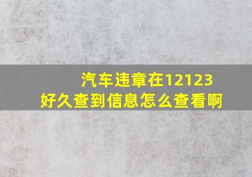 汽车违章在12123好久查到信息怎么查看啊