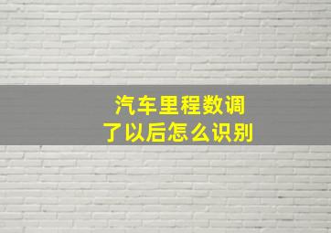 汽车里程数调了以后怎么识别