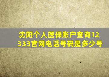 沈阳个人医保账户查询12333官网电话号码是多少号