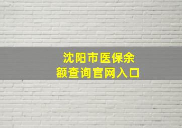 沈阳市医保余额查询官网入口