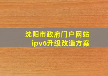 沈阳市政府门户网站ipv6升级改造方案