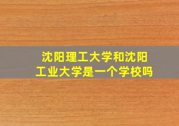 沈阳理工大学和沈阳工业大学是一个学校吗