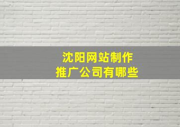 沈阳网站制作推广公司有哪些