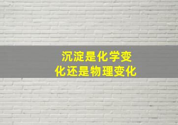 沉淀是化学变化还是物理变化