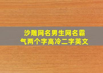 沙雕网名男生网名霸气两个字高冷二字英文