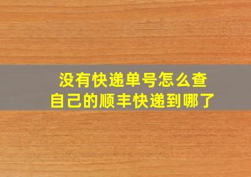 没有快递单号怎么查自己的顺丰快递到哪了