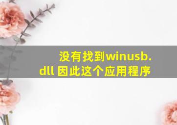 没有找到winusb.dll 因此这个应用程序