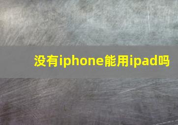 没有iphone能用ipad吗