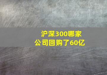 沪深300哪家公司回购了60亿