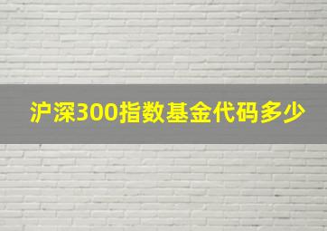 沪深300指数基金代码多少