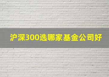 沪深300选哪家基金公司好