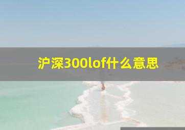 沪深300lof什么意思