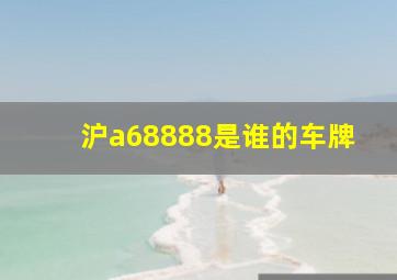 沪a68888是谁的车牌