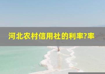 河北农村信用社的利率?率