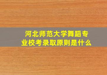 河北师范大学舞蹈专业校考录取原则是什么