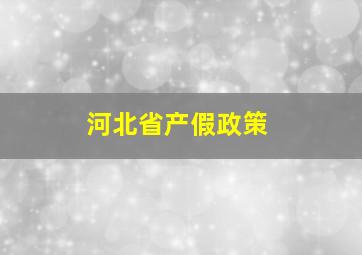 河北省产假政策