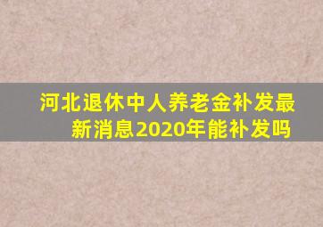 河北退休中人养老金补发最新消息2020年能补发吗