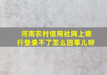 河南农村信用社网上银行登录不了怎么回事儿呀