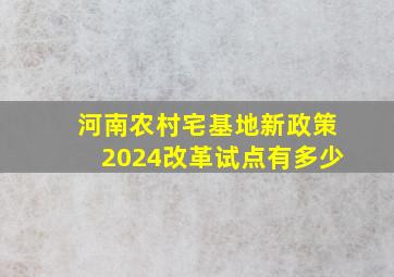 河南农村宅基地新政策2024改革试点有多少