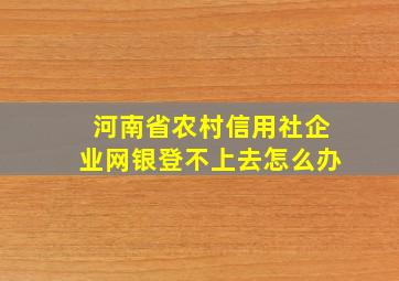 河南省农村信用社企业网银登不上去怎么办