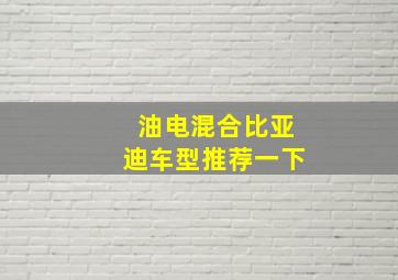 油电混合比亚迪车型推荐一下