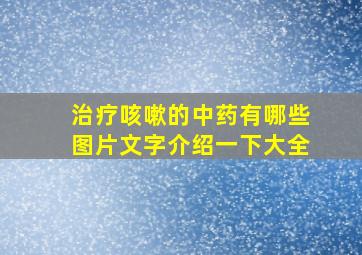 治疗咳嗽的中药有哪些图片文字介绍一下大全