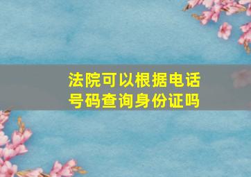 法院可以根据电话号码查询身份证吗