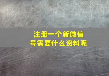 注册一个新微信号需要什么资料呢