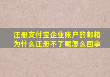 注册支付宝企业账户的邮箱为什么注册不了呢怎么回事