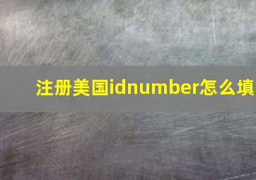 注册美国idnumber怎么填