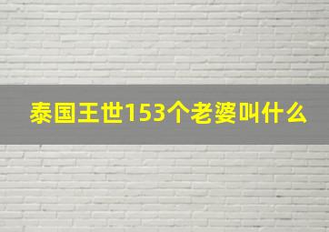 泰国王世153个老婆叫什么