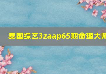 泰国综艺3zaap65期命理大师