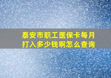 泰安市职工医保卡每月打入多少钱啊怎么查询