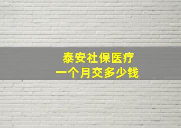 泰安社保医疗一个月交多少钱