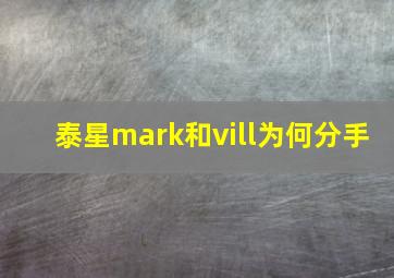 泰星mark和vill为何分手