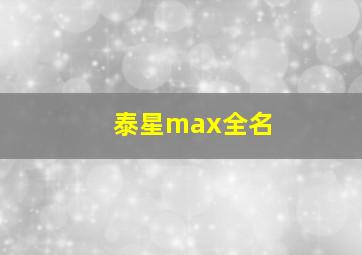 泰星max全名