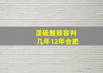 泼硫酸毁容判几年12年合肥