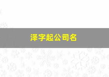 泽字起公司名