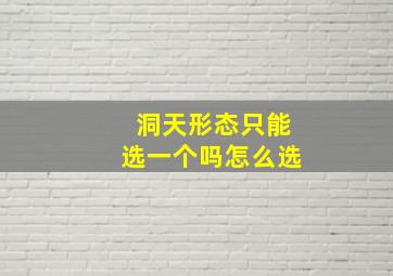 洞天形态只能选一个吗怎么选