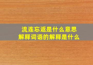 流连忘返是什么意思解释词语的解释是什么