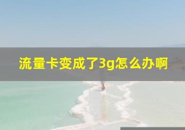 流量卡变成了3g怎么办啊