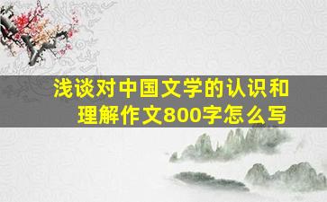 浅谈对中国文学的认识和理解作文800字怎么写