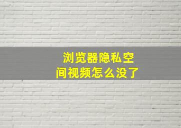 浏览器隐私空间视频怎么没了