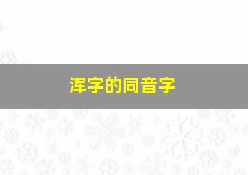 浑字的同音字