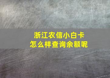 浙江农信小白卡怎么样查询余额呢