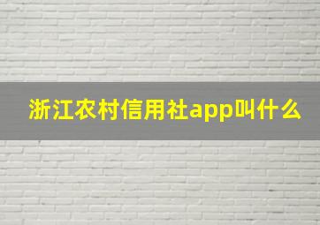 浙江农村信用社app叫什么