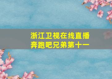 浙江卫视在线直播奔跑吧兄弟第十一